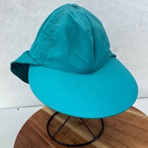 Vintage‎ Columbia MADE IN USA Teal PFG Fishing Hat M Visor Neck Cover  Clip